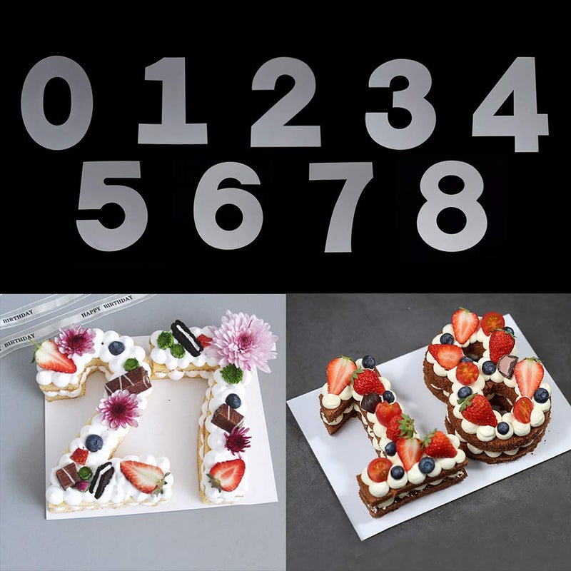 RAYNAG 0-8 Number Cake Stencils Flat Plastic Templates Cutting Number Mold 16 Inch Numerical Stencils for DIY Numbers Cakes/Cookies - Image 1